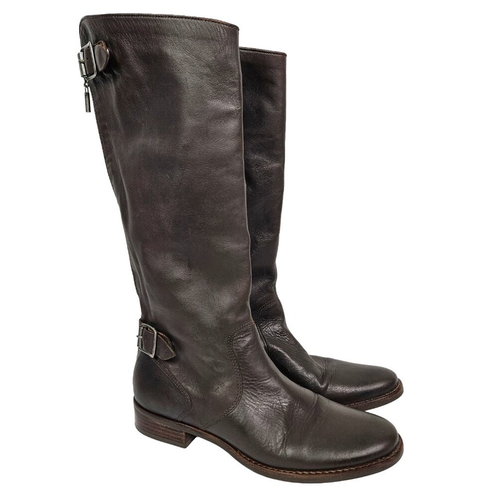 J JILL Classic Women's Tall Leather Boots - Dark Brown 8M
